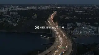 7558. Essingeleden Drone Stock Footage Video