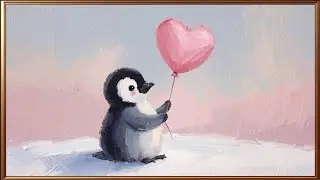 Valentine Frame TV Art 4K 💕 Cute Penguin Romantic TV Screensaver