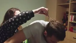 Jordan being tickled by head massage