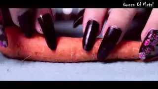 QueenOfMetal destroying carrot with long nails (video 4)