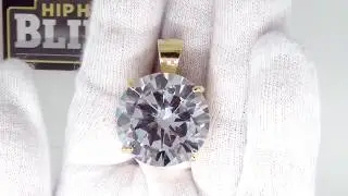 25MM CZ Solitaire Gold Bling Bling Pendant MBP1041G