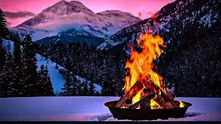 🔥 Cozy Campfire in Snowy Mountains | Deep Sleep, Stress Relief & Peaceful Relaxation ❄️🌙