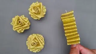 DIY Ribbon Flowers / How to Make Ribbon Roses/ Super Easy Ribbon Rose making Only with Needle 