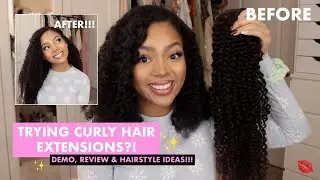 TRYING CURLY HAIR EXTENSIONS | Irresistible Me Curly Hair Demo, Review & Hairstyle Ideas #girlyvlogs