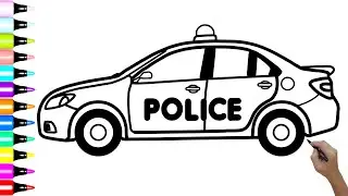 How to Draw Police Car -  Follow Along Video Tutorial Step by step Drawing of Police Vehicle