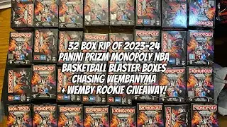 2023 Panini Prizm Monopoly NBA Basketball Blaster Box 32 box opening! Chasing Wemby + Giveaway!