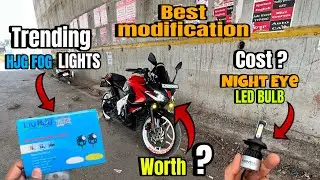 Low budget  Rs200 modification 🔥HJG fog light & Night Eye LED bulb😱#rs200 #modified #hjg