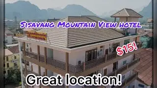 Laos cheap budget hotel VANG VIEN SISAVANG MOUNTAIN VIEW HOTEL, perfect location, $15 a night!