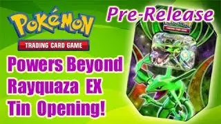 Pokemon Powers Beyond Rayquaza EX Tin Opening! Pre-Release!