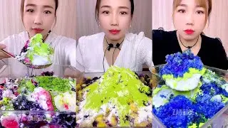 REQUEST|| QIAN LEFTOVERS ICE EATING WITH MATCHA AND MILK POWDER IN A SQUARE BOX
