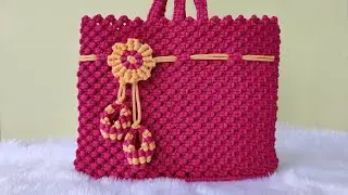 Macrame Hand bag with handle | Macrame bag for beginners | sangitas craft