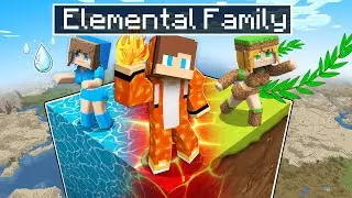 Lava JJ with WATER Girl and EARTH Girl on Elemental ISLAND in Minecraft Maizen