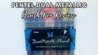 Pentel Dual Metallic Brush Pens Full Review: Sparkling Swatches on White Paper!