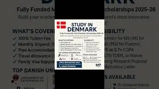 🎓 Study in Denmark &ndash; Fully Funded MS, PhD & Postdoc Scholarships 2025&ndash;26 🇩🇰 #mpconsultant