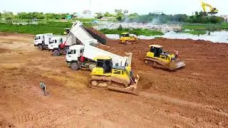 Wow !! Bulldozer pushing Land A lot & Dump​ truck​s | VT Machines Channel Ep [106]