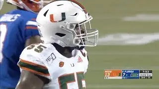 Shaquille Quarterman (Miami LB #55) Vs. Florida 2019