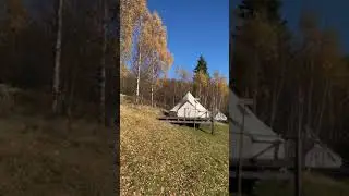 High in the mountains of the Carpathian beautiful camping