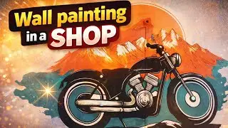 Wall Painting Vlog in Rishikesh-DAY 1 🎨💗 | Motorcycle Mural Art Process ✨💗 || #walldecor #art #bike 