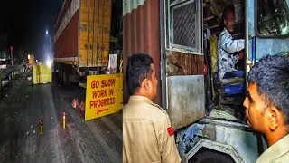 Luggage Truck Rams Into Barricades At Peddem Highway Flyover Work Site!