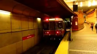 MBTA Red Line trains at Harvard Square