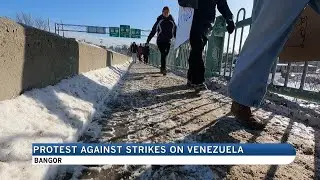 Demonstrators in Bangor protest U.S. strikes on Venezuela