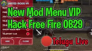 New Mod Menu VIP United Mods V9 Hack FreeFire 🔴 Telugu Live
