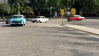 Riding in classic restored cars in Cuba 