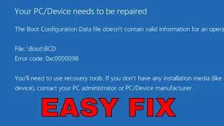 Fix Boot Configuration Data Error 0xc0000098 in Windows 10/11 | UEFI BCD Repair Guide