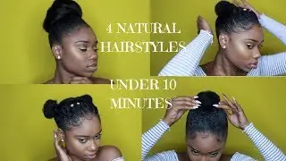 4 Hairstyles for SHORT/MEDIUM 4TYPE NATURAL HAIR - UNDER 10 MINUTES! || Bella Beauty Pomade