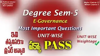 Degree Semester 5 - E Governance Most Important Questions UNIT-WISE Weightage BA Political Science