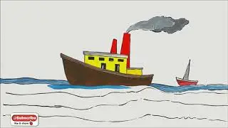 How to paint ships and sea and coloring for kids