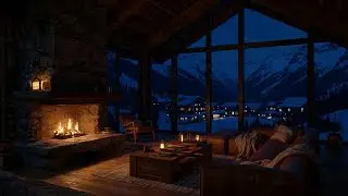 Cozy Snowy Cabin 🔥 Fireplace & Snowfall ❄️ Relaxing Ambience in a Snowy Mountain Night