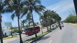 bus ride hotel zone boulevard in Cancun, Mexico