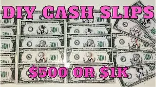 How I Make Cash Slip Place Holders! $1000 or $500 cash slips | Fake Cash
