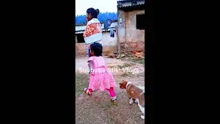 Little girl playing with dog #odisha #india  This is a funny video