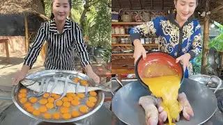 Fry fish, egg, octopus for soup, Pig's leg butter cooking, Fry chicken recipe, Amazing cooking skill
