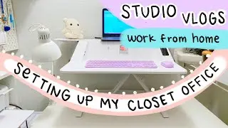 Studio Vlog 🌈 Slowly Setting up my Closet Office, Flexispot Desk Riser, and Organizing my Planners