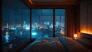 4K Cozy Tokyo Apartment 🌧️ Rainy Night Ambience | City Lights, Relax & Sleep
