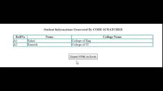 Export HTML to Excel in ASP.NET
