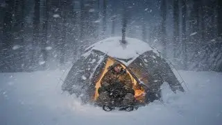 Winter Camping in Deep Snow | Hot Tent Setup, ASMR Cooking & Bushcraft