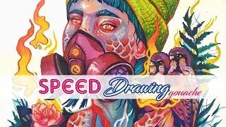 Artistic Face Mask Speed Drawing COVID-19 gouache