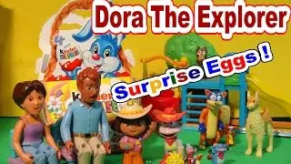 Dora The Explorer with Kinder Eggs and Play Doh Surprise Eggs for Easter