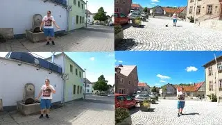 Justus Unterwegs im Ort Kern Reichenberg im Landkreis Würzburg