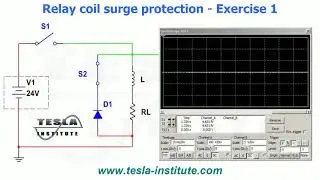 Relay coil surge protection with Diode - Exercise 1