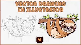 Sloths Vector Drawing in Illustrator | Sketch to Vector | Vector T-shirt Design | AH T-SHIRT