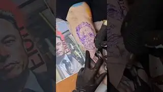 Part-1 Started the Elon Musk Tattoo | Hyper-Realistic Ink Begins! #drawing_complex #elonmusk #aiart