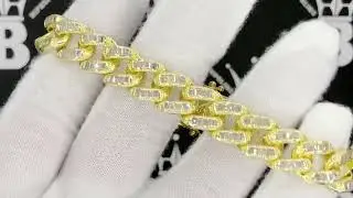 HIPHOPBLING Gold Baguette 11MM Wide Cuban Bling Bling Bracelet | Iced Out Wristwear