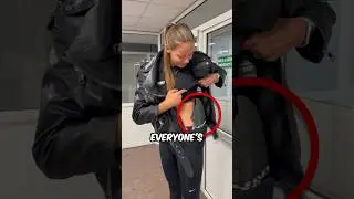 She hides extra stuff in her pants to avoid baggage fees 🧠 #shorts