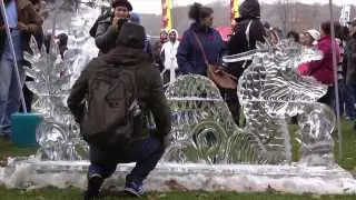 Chainsaw Ice Carving at the Niagara Falls Lights Festival