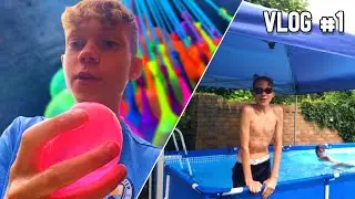 WATER BALLOON FIGHT💦🎈 AND ICE COLD POOL CHALLENGE! (7 VLOGS IN 7 DAYS) PART #1